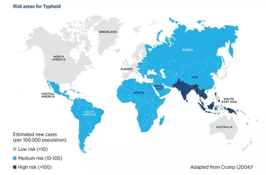 typhoid fever statistics worldwide